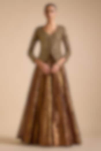 Copper Tissue Skirt Set by Prevasu at Pernia's Pop Up Shop