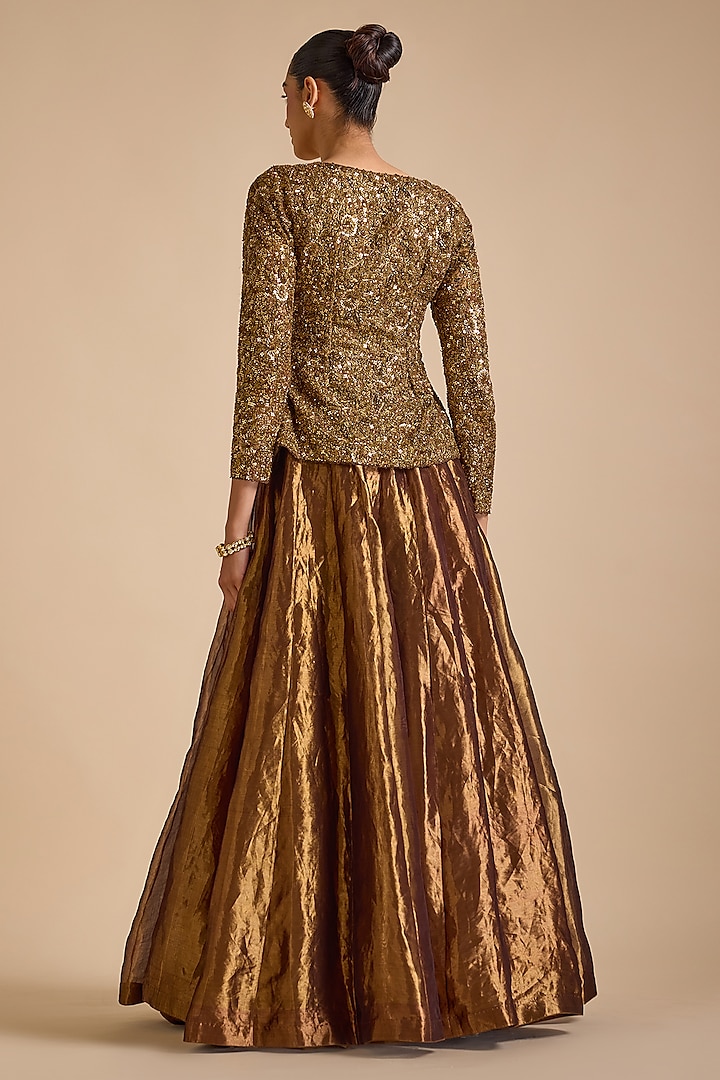Copper Tissue Skirt Set by Prevasu at Pernia's Pop Up Shop