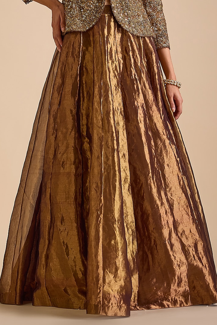 Copper Tissue Skirt Set by Prevasu at Pernia's Pop Up Shop