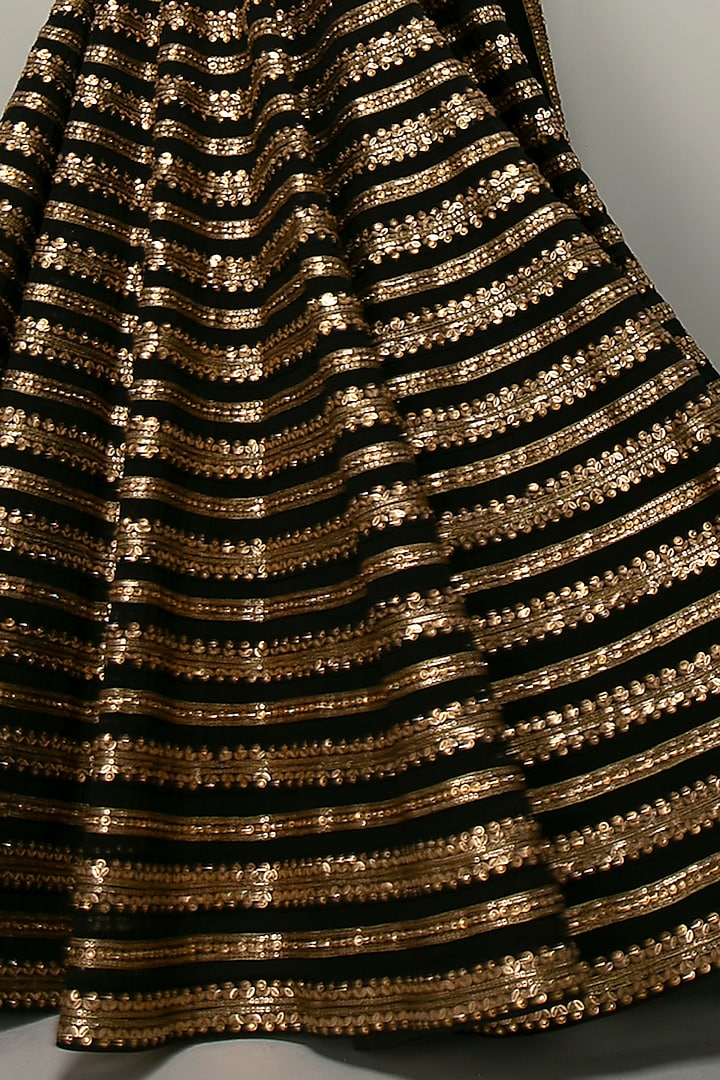 Black Embroidered Wedding Lehenga Set by Prevasu at Pernia's Pop Up Shop