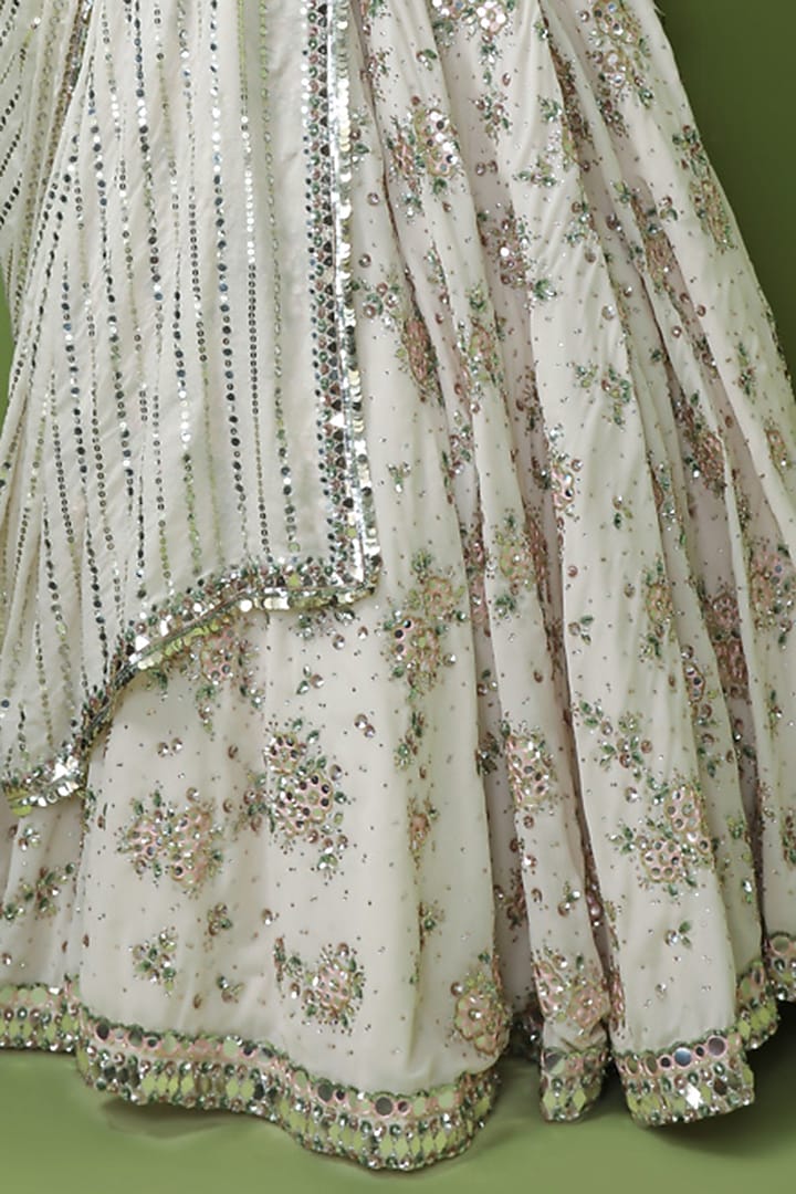 Off-White Embroidered Bridal Lehenga Set by Prevasu at Pernia's Pop Up Shop
