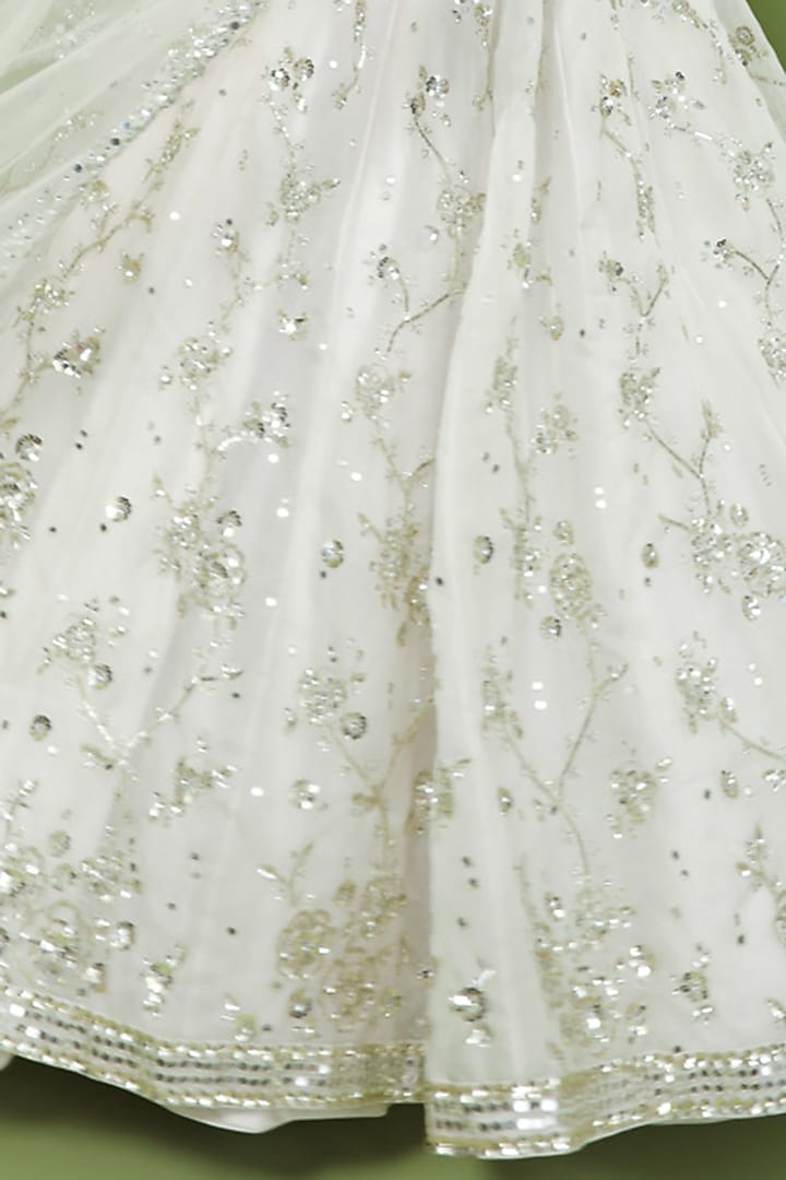 Ivory Organza Embroidered Bridal Lehenga Set by Prevasu at Pernia's Pop Up Shop