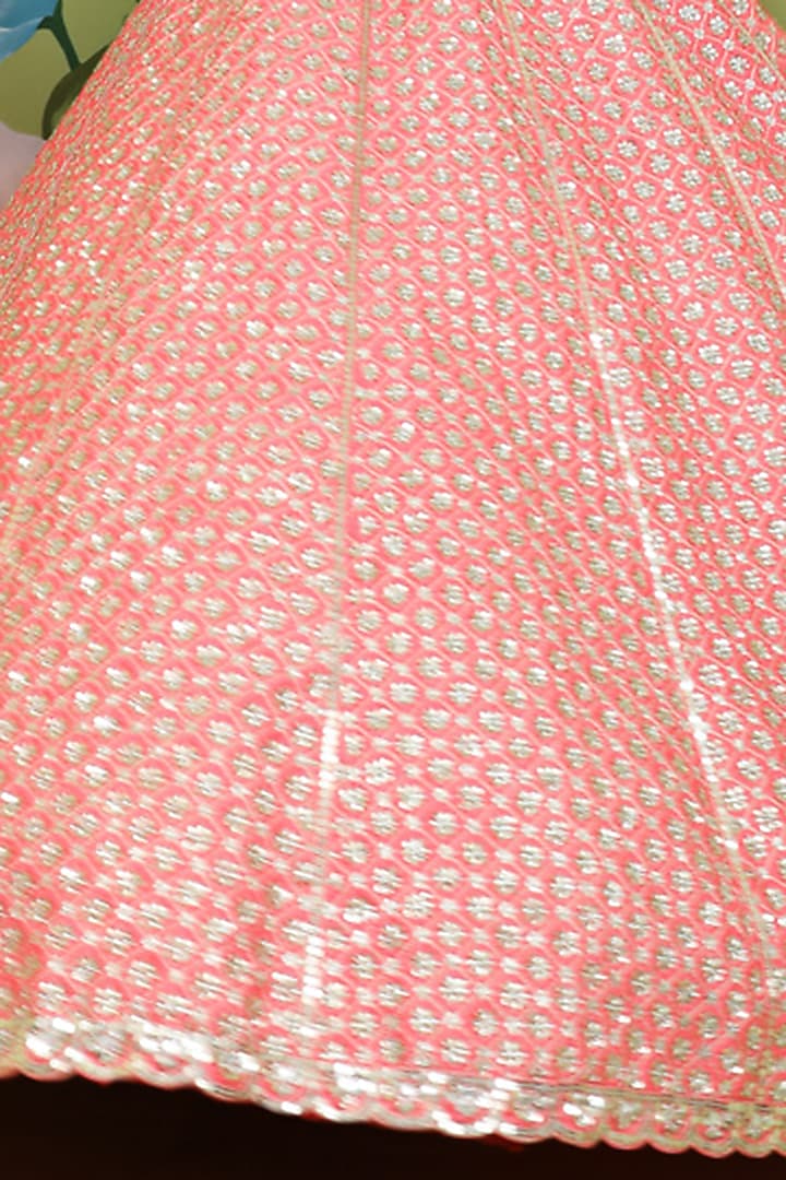 Coral Pink Raw Silk Bridal Lehenga Set by Prevasu at Pernia's Pop Up Shop