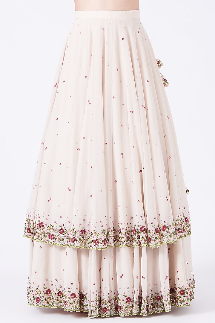 Pale White Embroidered Wedding Lehenga Set by Prevasu at Pernia's Pop Up Shop