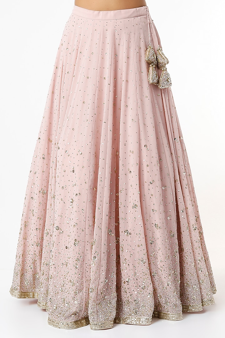 Pale Pink Embroidered Wedding Lehenga Set by Prevasu at Pernia's Pop Up Shop