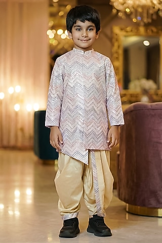 Lavender Chinon Silk Sherwani Set For Girls by Pragya exclusive