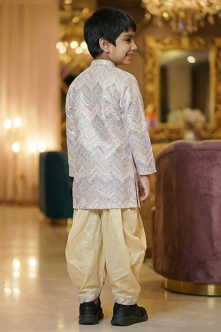 Lavender Chinon Silk Sherwani Set For Girls by Pragya exclusive at Pernia's Pop Up Shop