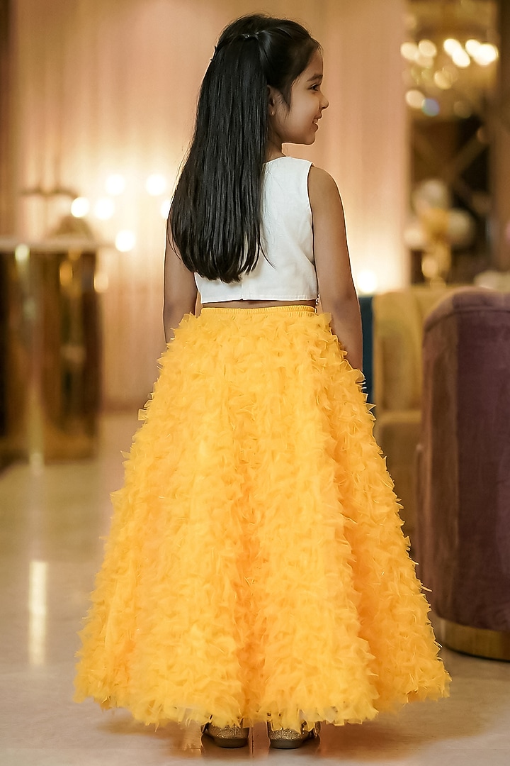 Orange Net Skirt Set For Girls by Pragya exclusive at Pernia's Pop Up Shop