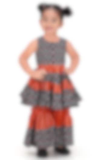 Blue Cotton Printed Sharara Set For Girls by Pragya exclusive at Pernia's Pop Up Shop