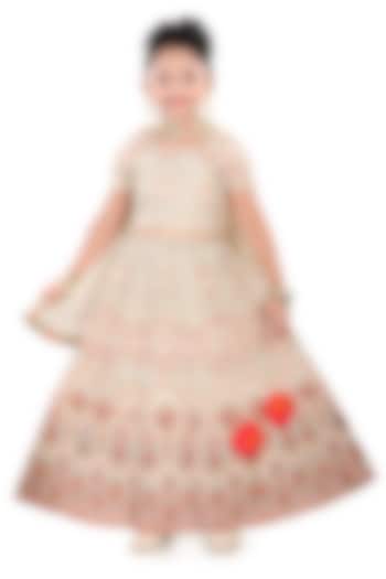 Off-White Silk Sequins Embroidered Lehenga Set For Girls by Pragya exclusive at Pernia's Pop Up Shop