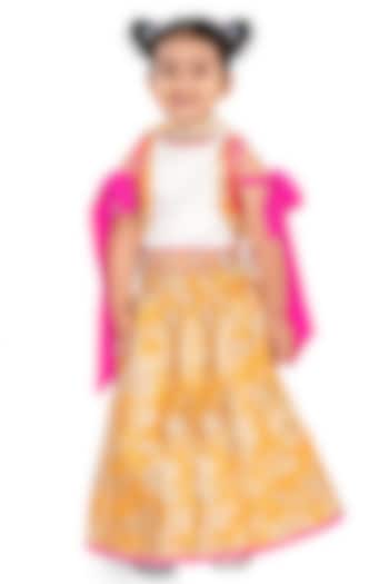 Multi-Colored Silk Brocade Embroidered Lehenga Set For Girls by Pragya exclusive at Pernia's Pop Up Shop