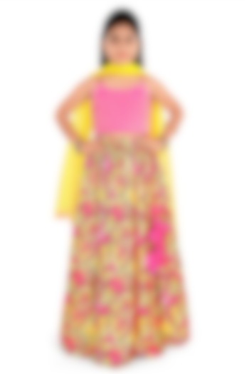 Multi-Colored Cotton Silk Lehenga Set For Girls by Pragya exclusive at Pernia's Pop Up Shop