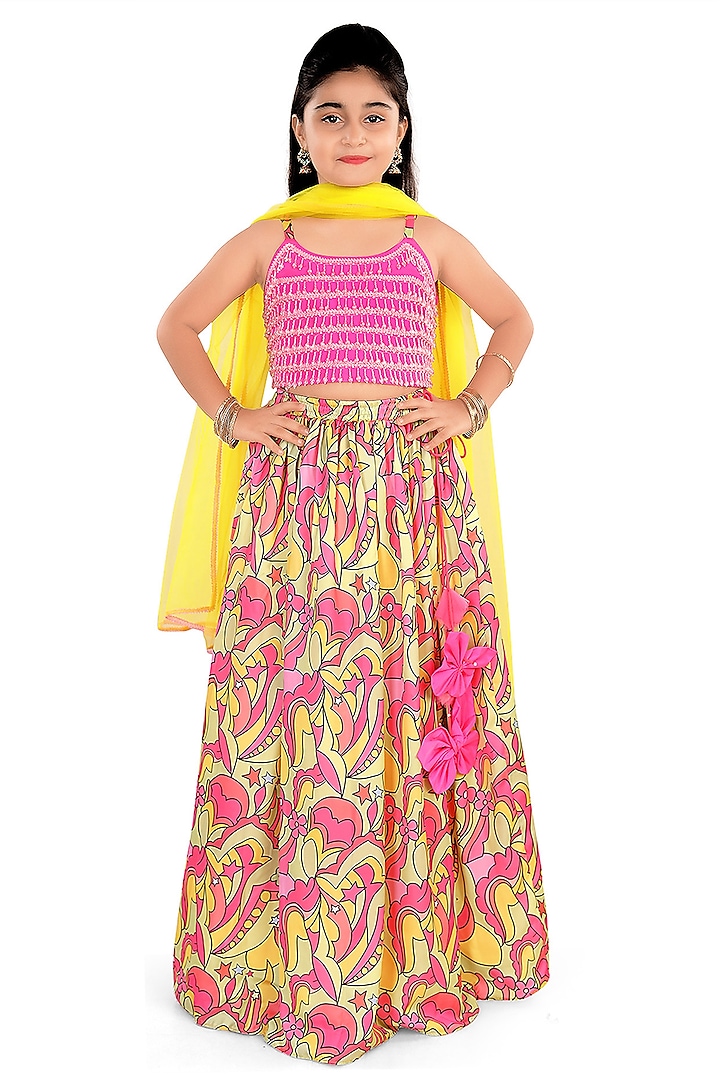 Multi-Colored Cotton Silk Lehenga Set For Girls by Pragya exclusive at Pernia's Pop Up Shop