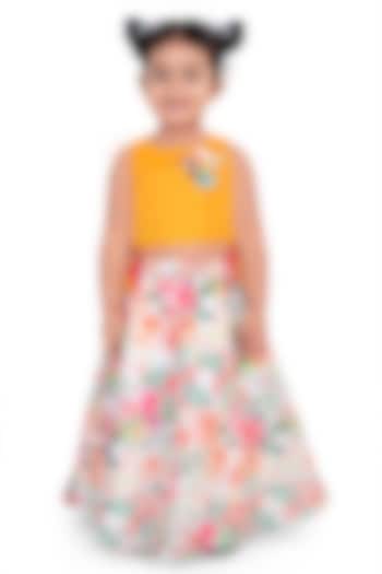 Multi-Colored Silk Printed Lehenga Set For Girls by Pragya exclusive at Pernia's Pop Up Shop