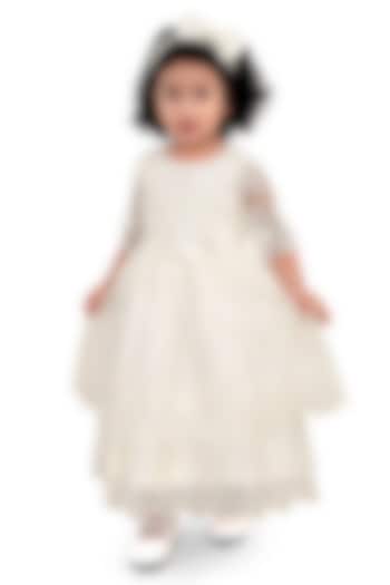 Off-White Crepe Sequins Embroidered Gown For Girls by Pragya exclusive at Pernia's Pop Up Shop
