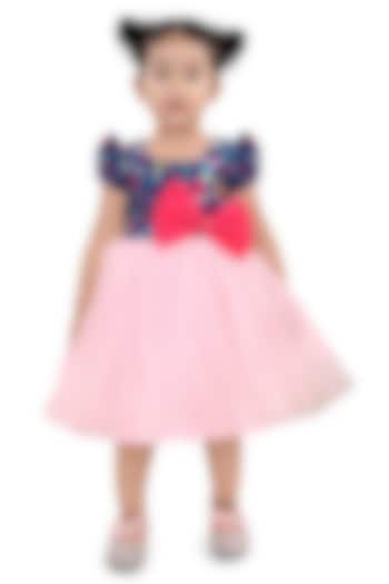 Blue & Pink Cotton Printed Dress For Girls by Pragya exclusive at Pernia's Pop Up Shop