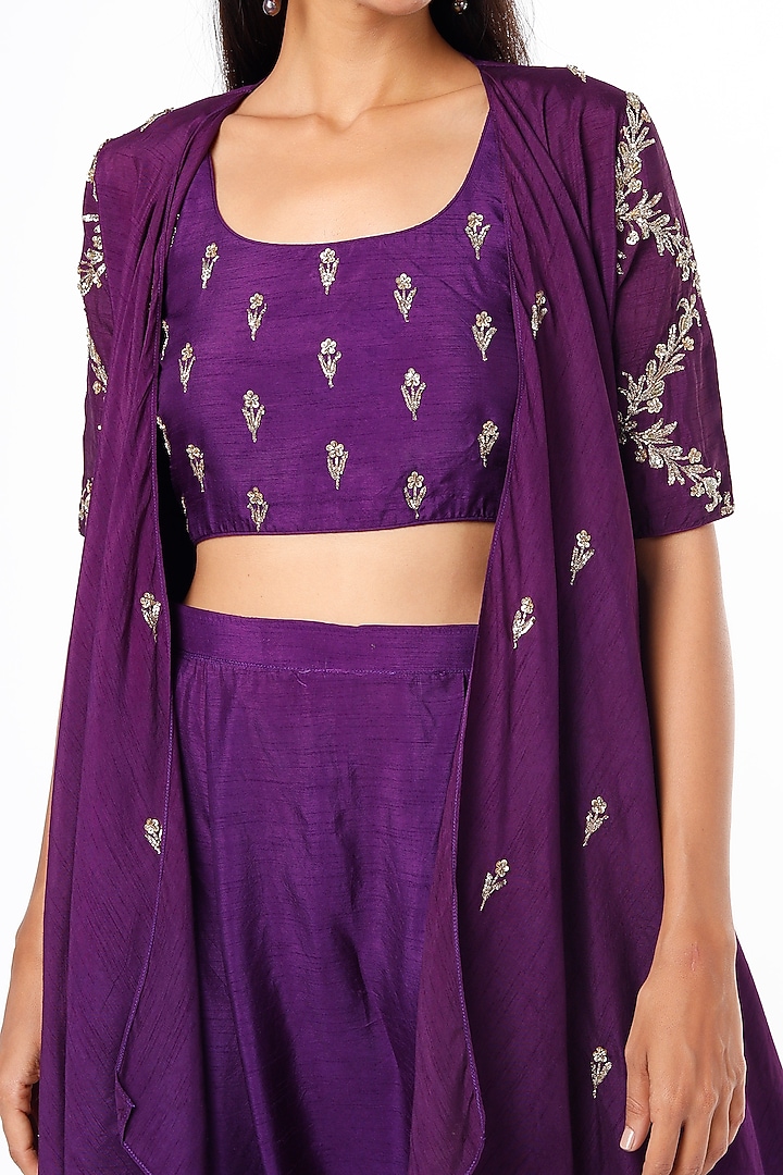 Purple Zardosi Embroidered Cape Set by Prathyusha Garimella at Pernia's Pop Up Shop