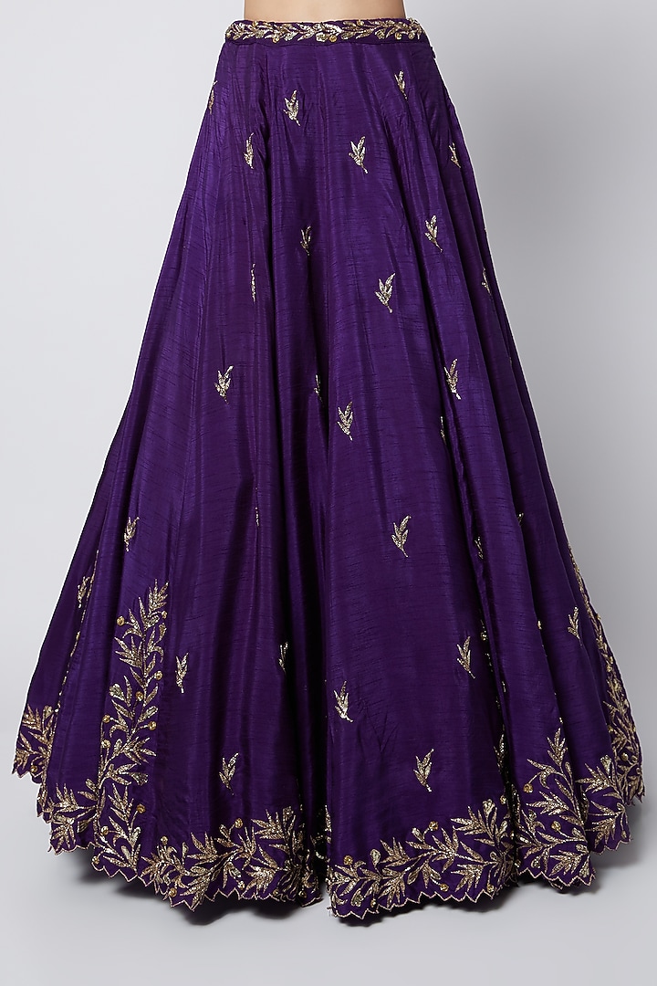 Purple Embroidered Wedding Lehenga Set by Prathyusha Garimella at Pernia's Pop Up Shop