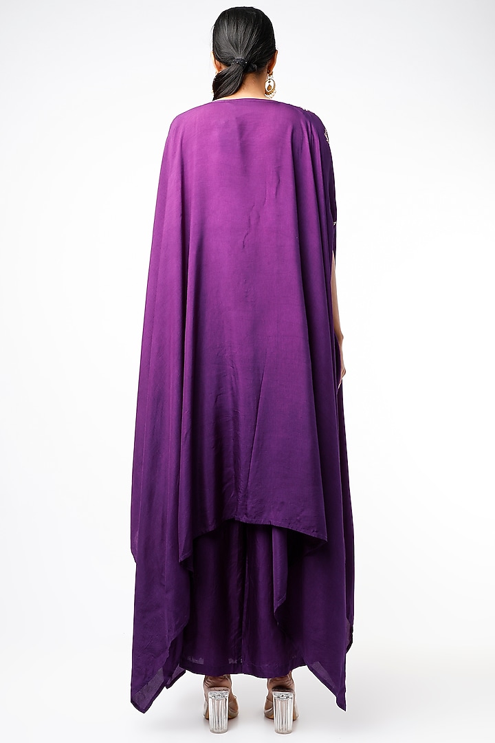 Purple Embroidered Kaftan Set by Prathyusha Garimella at Pernia's Pop Up Shop