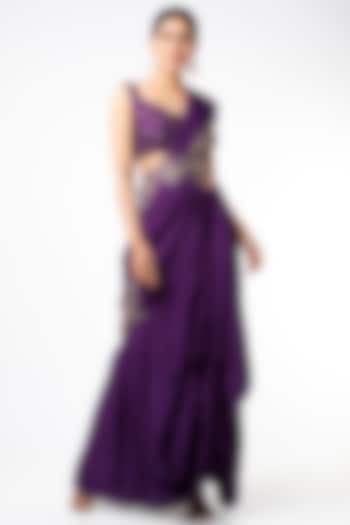 Purple Cowl Skirt Saree Set by Prathyusha Garimella