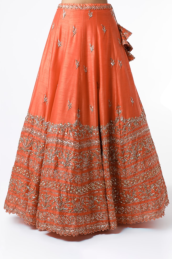 Orange Sequins Embroidered Bridal Lehenga Set by Prathyusha Garimella at Pernia's Pop Up Shop