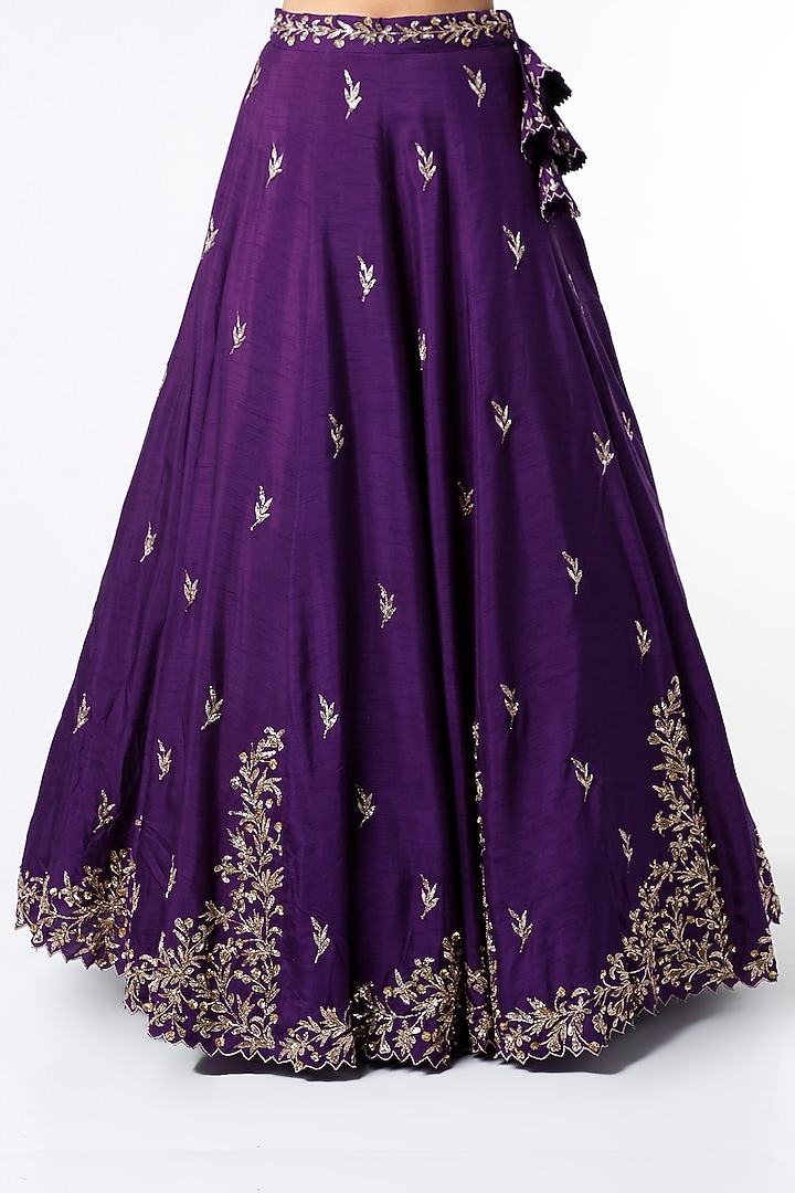 Purple Zari Embroidered Wedding Lehenga Set by Prathyusha Garimella at Pernia's Pop Up Shop