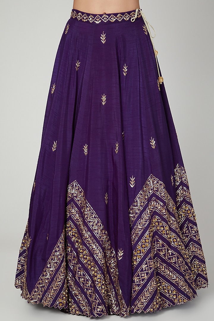 Purple Embroidered Wedding Lehenga Set by Prathyusha Garimella at Pernia's Pop Up Shop
