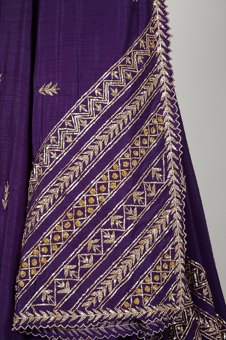 Purple Embroidered Wedding Lehenga Set by Prathyusha Garimella at Pernia's Pop Up Shop