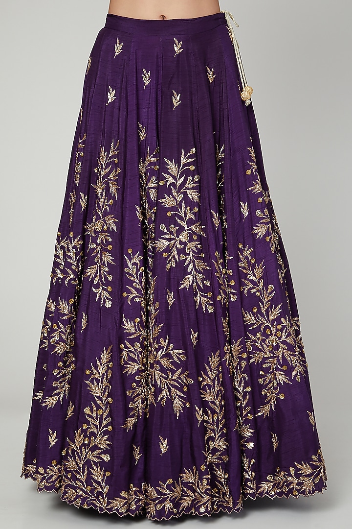 Purple Zardosi Embroidered Bridal Lehenga Set by Prathyusha Garimella at Pernia's Pop Up Shop