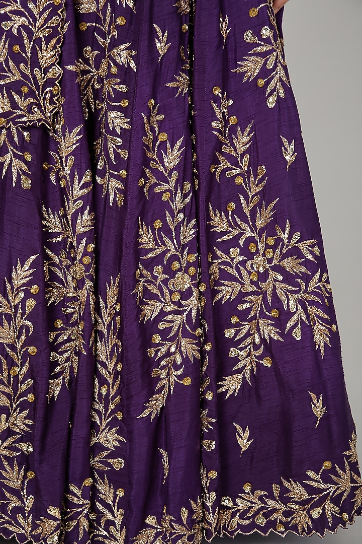 Purple Zardosi Embroidered Bridal Lehenga Set by Prathyusha Garimella at Pernia's Pop Up Shop