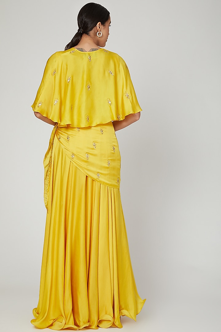 Mustard Embroidered Skirt Set by Prathyusha Garimella at Pernia's Pop Up Shop