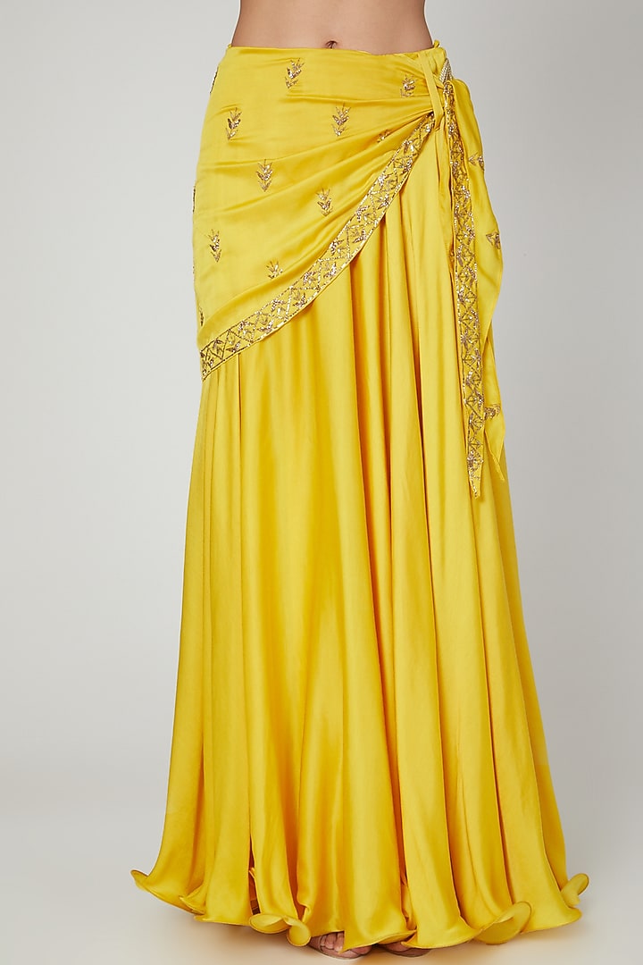 Mustard Embroidered Skirt Set by Prathyusha Garimella at Pernia's Pop Up Shop