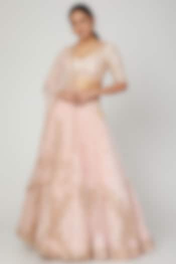Peach Embroidered Bridal lehenga for 22 Lehenga Set by Prathyusha Garimella at Pernia's Pop Up Shop
