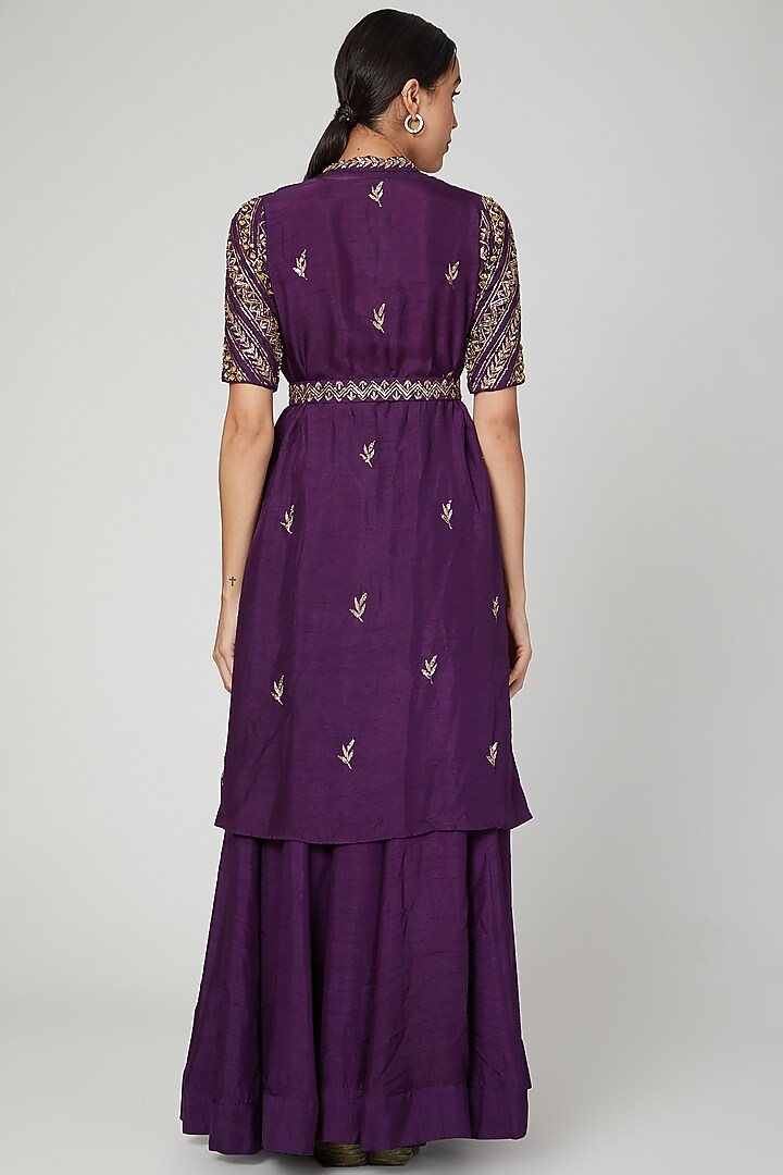 Purple Embroidered Jacket Wedding Lehenga Set by Prathyusha Garimella at Pernia's Pop Up Shop