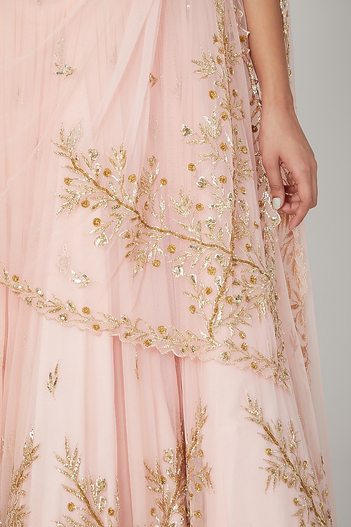 Peach Zardosi Embroidered Bridal Lehenga Set by Prathyusha Garimella at Pernia's Pop Up Shop