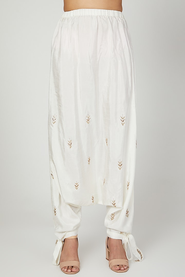 Mustard Embroidered Kaftan With Ivory Dhoti Pants by Prathyusha Garimella at Pernia's Pop Up Shop