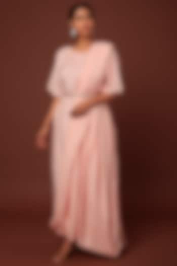 Pink Raw Silk Draped Dress by Prathyusha Garimella