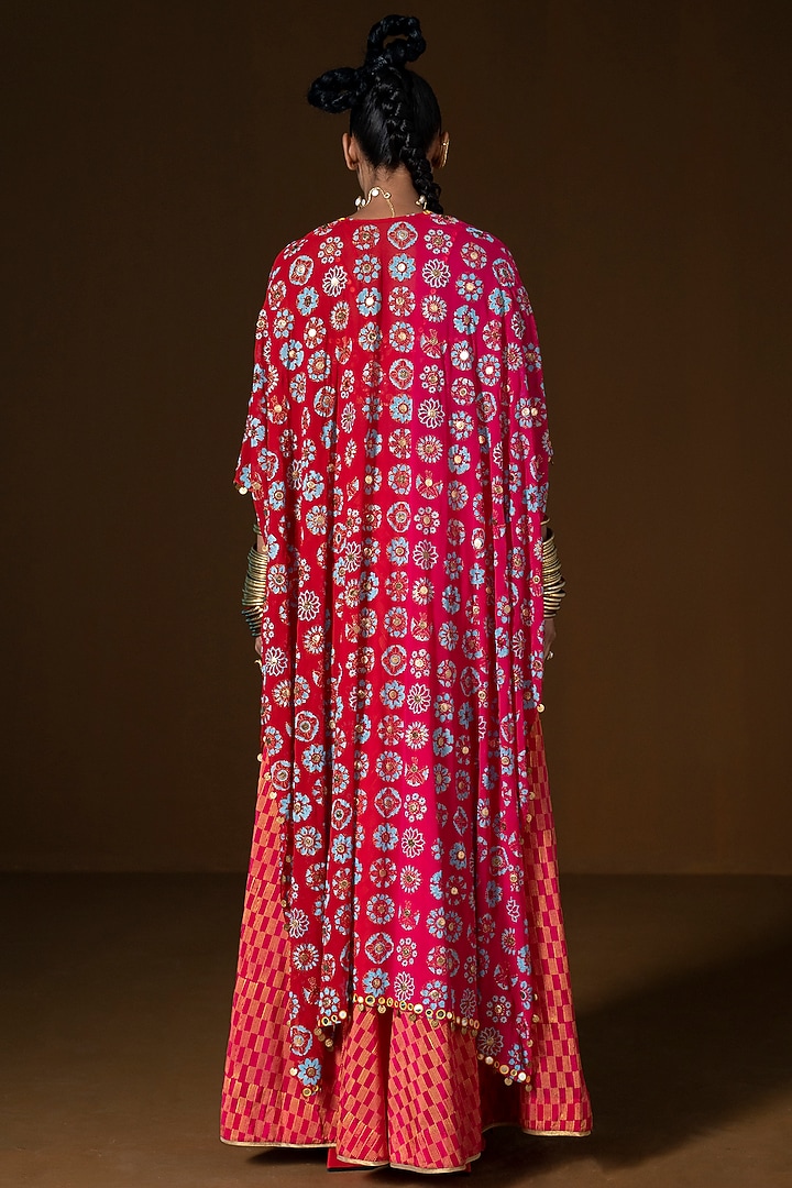 Red Summer Silk Printed Wedding Sharara Set by POOJA RAJGARHIA GUPTA at Pernia's Pop Up Shop
