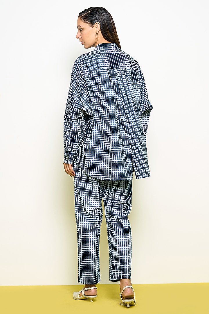 Blue Denim Hand Embroidered Kimono Shirt by POOJA RAJGARHIA GUPTA at Pernia's Pop Up Shop