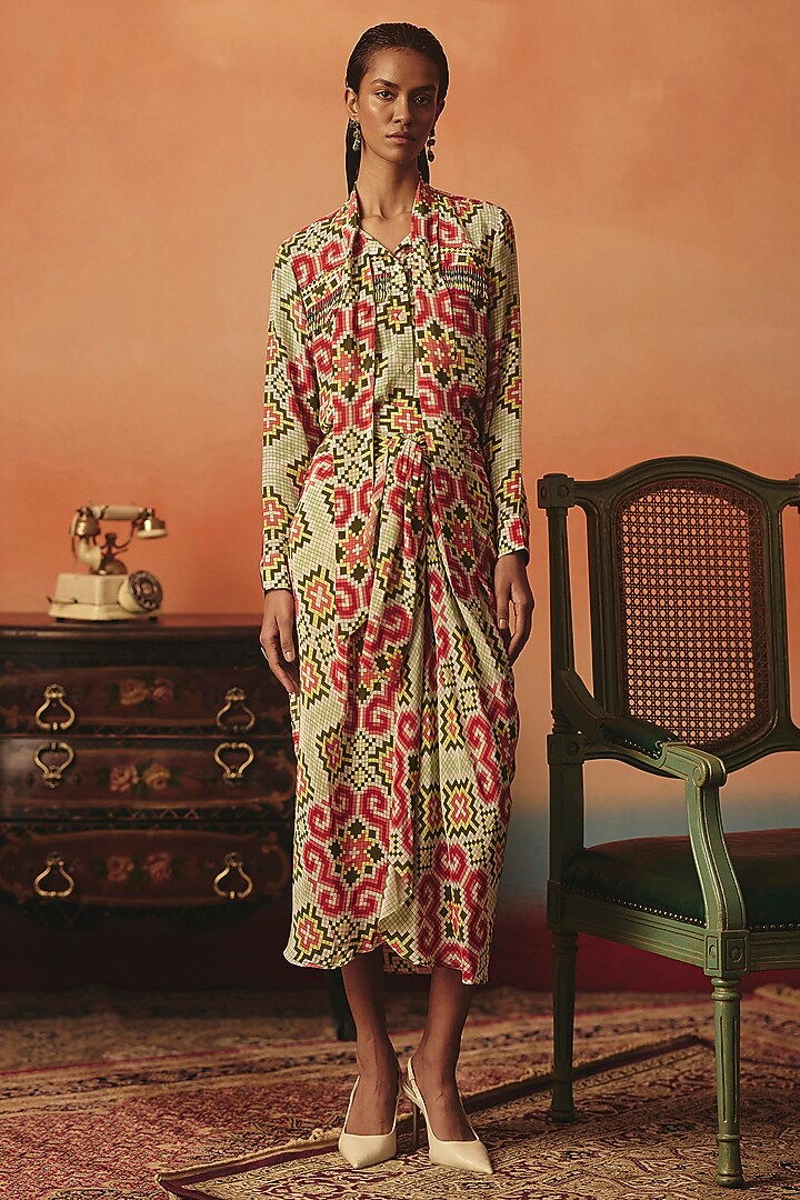 Multi-Colored Pure Crepe Digital Printed Shirt by POOJA RAJGARHIA GUPTA at Pernia's Pop Up Shop