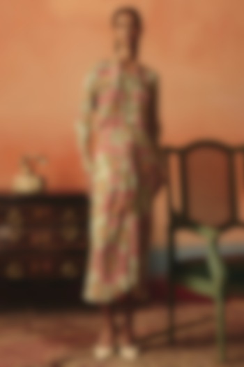 Multi-Colored Pure Crepe Digital Printed Draped Dhoti Skirt by POOJA RAJGARHIA GUPTA at Pernia's Pop Up Shop