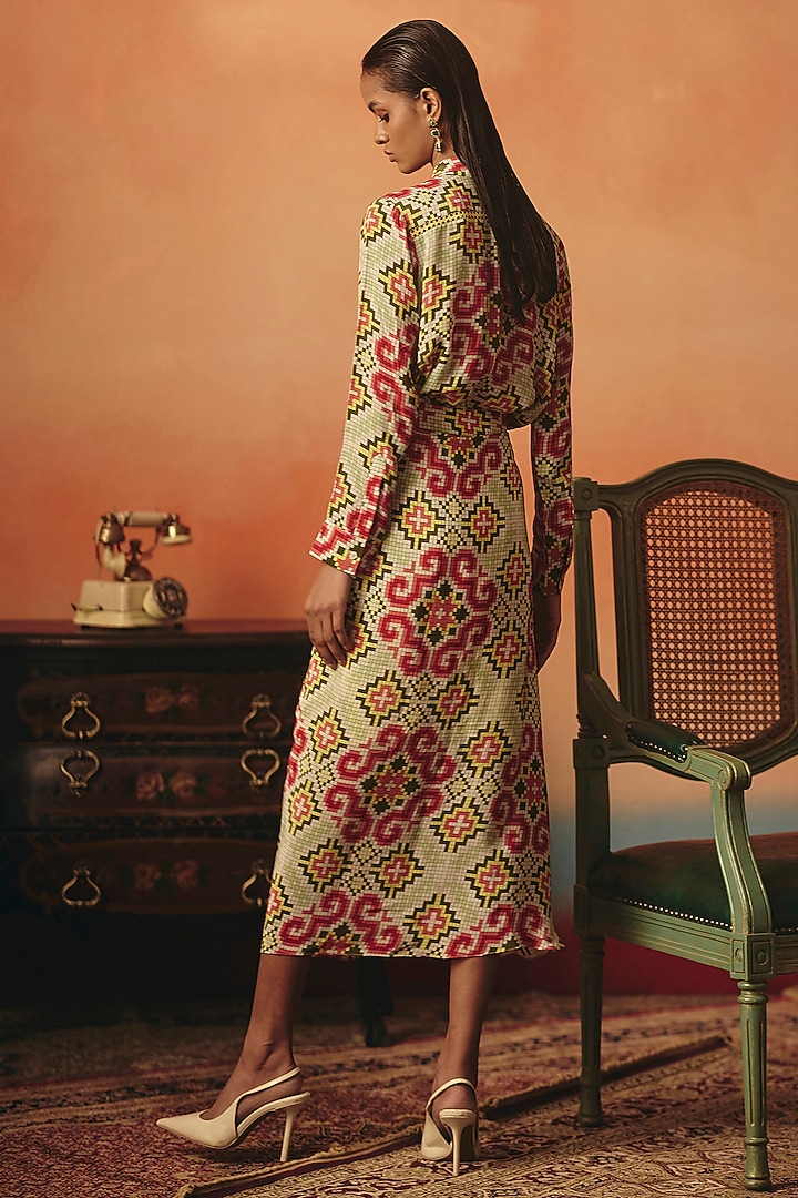 Multi-Colored Pure Crepe Digital Printed Draped Dhoti Skirt by POOJA RAJGARHIA GUPTA at Pernia's Pop Up Shop