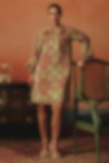 Off-White Pure Crepe Digital Printed Frilled Summer Dress by POOJA RAJGARHIA GUPTA at Pernia's Pop Up Shop