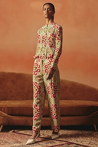 Multi-Colored Pure Crepe Digital Printed Shirt by POOJA RAJGARHIA GUPTA