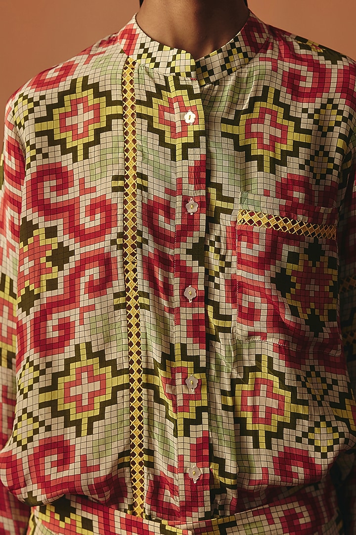 Multi-Colored Pure Crepe Digital Printed Shirt by POOJA RAJGARHIA GUPTA at Pernia's Pop Up Shop