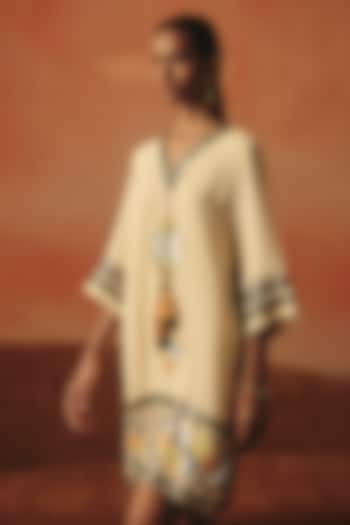 Off-White Pure Georgette Ikat Vacation Dress by POOJA RAJGARHIA GUPTA at Pernia's Pop Up Shop