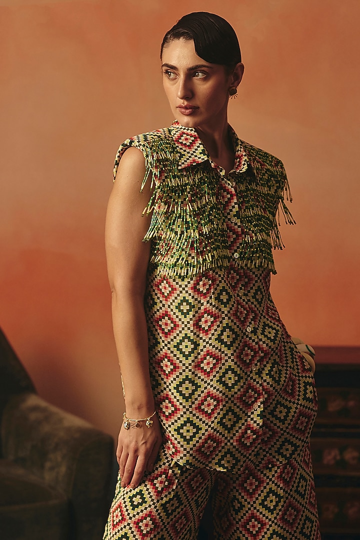 Multi-Colored Pure Crepe Digital Printed Co-Ord Set by POOJA RAJGARHIA GUPTA at Pernia's Pop Up Shop