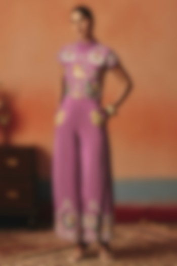 Magenta Pure Crepe Ikat Co-Ord Set by POOJA RAJGARHIA GUPTA at Pernia's Pop Up Shop