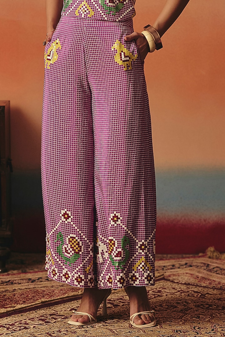 Magenta Pure Crepe Ikat Co-Ord Set by POOJA RAJGARHIA GUPTA at Pernia's Pop Up Shop