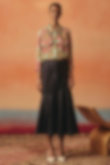 Dark Blue Denim Skirt by POOJA RAJGARHIA GUPTA at Pernia's Pop Up Shop